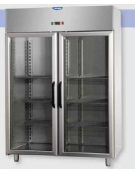 Armadio Refrigerato 1200 monoblocco Inox a temp. normale 2 prt in vetro 1 neon cm 142x70x203h