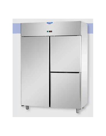 Armadio Refrigerato 1200 monoblocco Inox a bassa temp. 1 porta e 2 sportelli cm 142x70x203h