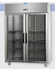 Armadio Refrigerato Lt 1200 monoblocco Inox a bassa temperatura 2 porte in vetro cm 142x70x203h