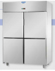 Armadio Refrigerato Lt 1200 Inox predisposto per unità frigorifera remota a bassa temperatura 4 sportelli cm 142x70x203h