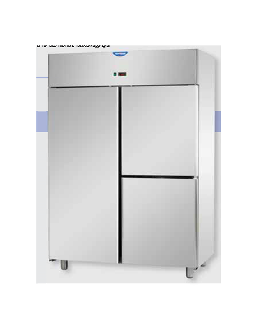 Armadio Refrigerato 1200 Inox predisposto x unità frig. rem. a bassa temp. 1 porta e 2 sportelli CM 142x70x203h