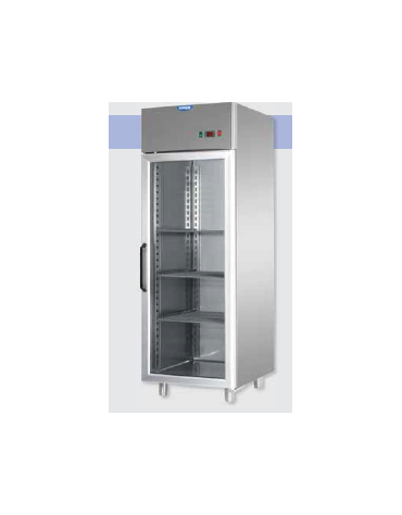 Armadio Refrigerato monoblocco in Acciaio Inox a bassa temp., porta in  vetro, neon, cm 71x80x203h