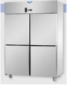 Armadio statico GN 2/1 in Acciaio Inox a temperatura normale con 4 sportelli e allestimento Carne cm 142x80x203h