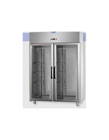 Armadio Refrigerato 600x400 monoblocco, a bassa temp. x Pasticceria, 2 porte in vetro, Neon, cm 142x80x203h