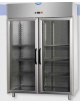 Armadio congelatore monoblocco Inox a bassa temperatura 2 porte in vetro e illuminazione - cm 142x80x203h
