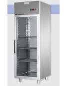 Armadio Refrigerato monoblocco in Acciaio Inox a temp. normale, prt in vetro,Neon cm 71x80x203h