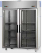 Armadio Comb. Refrigerato Inox a doppia temp. (TN + TN) 2 prt in vetro e 2 Neon cm 142x80x203h