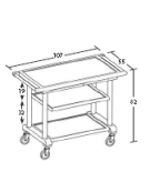 Carrello in legno 2 piani - wengè - Dimensioni cm 107x55x82h