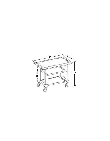 Carrello in legno 2 piani - wengè - Dimensioni cm 107x55x82h
