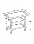 Carrello in legno 3 piani - noce - Dimensioni cm 107x55x82h