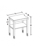 Carrello di servizio in legno massello a 2 piani - laccatura opaca colore Grigio Granito - cm 70x45x84h