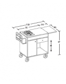 Carrello in legno - ciliegio e/o wengè - 1 fuoco singolo cm 95x50x87h