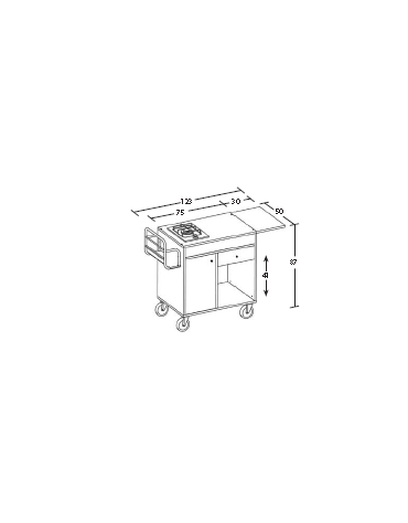 Carrello in legno - ciliegio e/o wengè - 1 fuoco singolo cm 95x50x87h