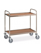 Carrello inox con N° 2 Piani in nobilitato Rovere - cm 61x52x95h