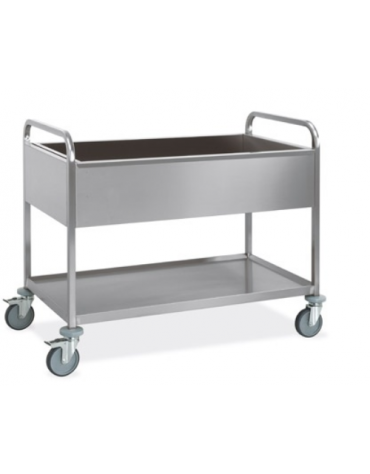 Carrello inox da sbarazzo con vasca per bacinelle 3xGN1/1 (escluse) - 2 ripiani - cm 117x63x94h