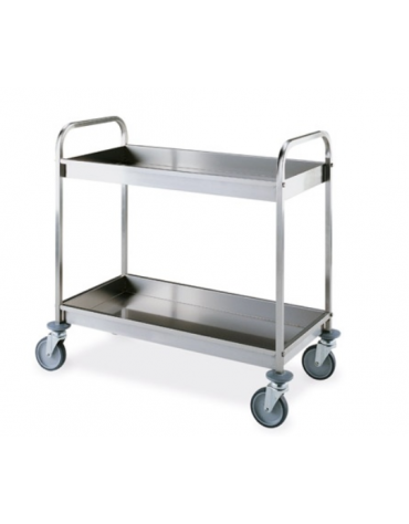 Carrello in acciaio inox AISI 304 a vasca - 2 piani - cm 98x51x91h