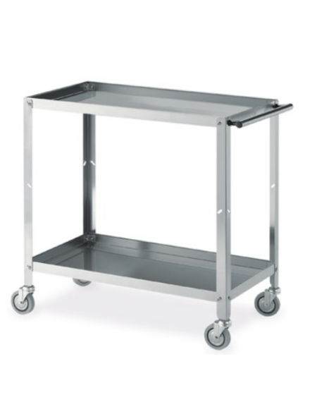 carrello in acciaio inox a vasca 2 piani cm 89x48x85h