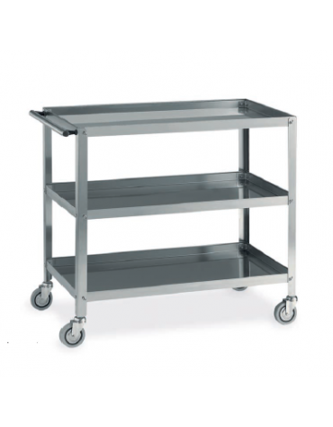 carrello in acciaio inox a vasca 3 piani cm 99x53x85h