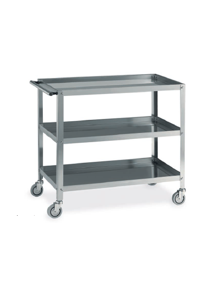 carrello in acciaio inox a vasca 3 piani cm 99x53x85h