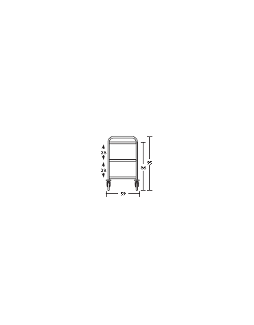 Carrello inox con N° 3 Piani stampati imbullonati-cm 89x59x95h