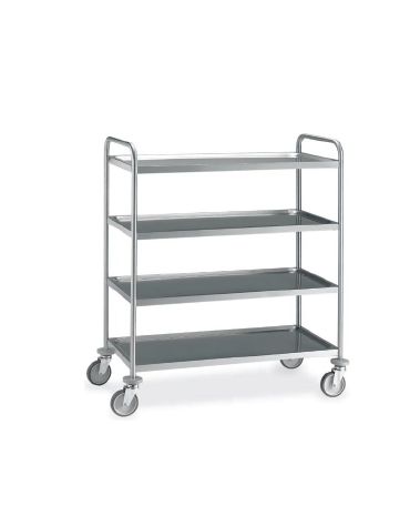 Carrello inox con N° 4 Piani stampati imbullonati - Portata kg 120 - cm 89x59x126h