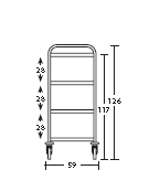 Carrello inox con N° 4 Piani stampati imbullonati-cm 89x59x126h