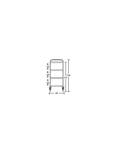 Carrello inox con N° 4 Piani stampati imbullonati-cm 89x59x126h