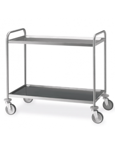 Carrello inox con N° 2 Piani stampati imbullonati da cm 100x50 -Portata Kg 120 - cm 109x59x95h