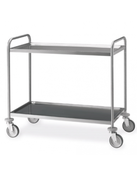 Carrello inox con N° 2 Piani stampati imbullonati da cm 100x50 -Portata Kg 120 - cm 109x59x95h