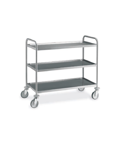 Carrello inox con N° 3 Piani stampati imbullonati-cm 109x69x95h