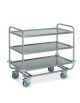 Carrello inox AISI 304 per trasporto pesante - 3 piani stampati cm 120x60, saldati - Portata complessiva Kg 200 - cm 129x69x95h