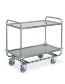 Carrello inox AISI 304 per trasporto pesante - 2 piani stampati cm 100x50, saldati - Portata complessiva Kg 200 - cm 109x59x95h