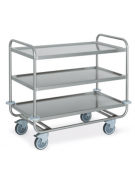 Carrello inox AISI 304 per trasporto pesante - 3 piani stampati cm 100x50, saldati - Portata complessiva Kg 200 - cm 109x59x95h