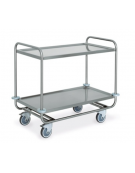 Carrello inox AISI 304 per trasporto pesante - 2 piani stampati cm 100x60, saldati - Portata complessiva Kg 200 - cm 109x69x95h