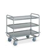 Carrello inox AISI 304 per trasporto pesante - 3 piani stampati cm 100x60, saldati - Portata complessiva Kg 200 - cm 109x69x95h