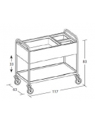 Carrello inox per sbarazzo compreso di bacinelle GN 1x2/1 + 2x1/2 cm 20 h - piano inferiore - cm 117x63x94h