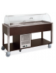 Carrello refrigerante in legno colore Rovere - 3 x GN 1/1 - con cupola e griglie asolate - cm 113x68x120h