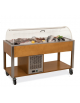 Carrello refrigerante in legno colore Rovere - 4 x GN 1/1 - con cupola e griglie asolate - cm 161x68x120h