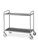Carrello inox saldato - 2 piani stampati a vassoio da cm 80x50 - Portata kg 150 - cm 89x59x95