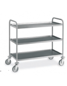 Carrello saldato in acciaio inox AISI304 con 3 piani stampati, saldati - Portata kg 150 - cm 89x59x95h
