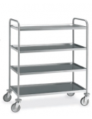 Carrello saldato in acciaio inox AISI 304 - 4 piani stampati da cm 80x50 - cm 89x59x126h - Portata kg 150