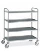 Carrello saldato in acciaio inox AISI 304 - 4 piani stampati da cm 80x50 - cm 89x59x126h - Portata kg 150