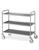 Carrello saldato in acciaio inox AISI 304 - 3 piani stampati da cm 100x50 - Portata kg 150 - cm 109x59x95h