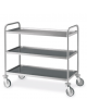 Carrello inox saldato - 3 piani stampati da cm 100x50 - Portata kg 150 - cm 109x59x95h