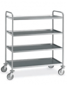 Carrello saldato in acciaio inox AISI 304 - 4 piani stampati da cm 100x50 - Portata kg 150 - cm 109x59x126h