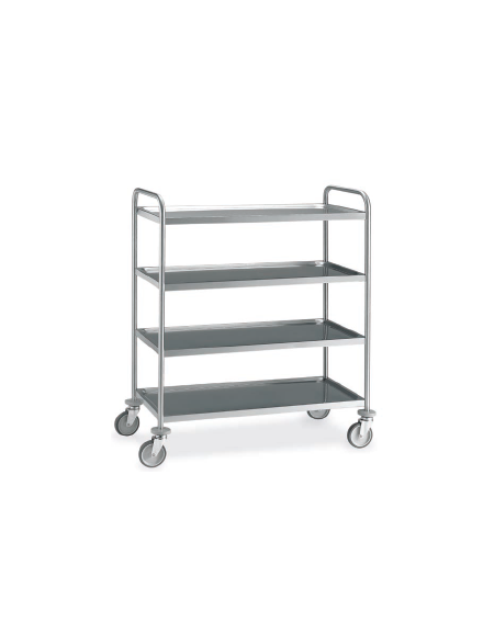 Carrello saldato in acciaio inox AISI 304 - 4 piani stampati da cm 100x50 - Portata kg 150 - cm 109x59x126h