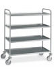 Carrello saldato in acciaio inox AISI 304 - 4 piani stampati da cm 100x50 - Portata kg 150 - cm 109x59x126h