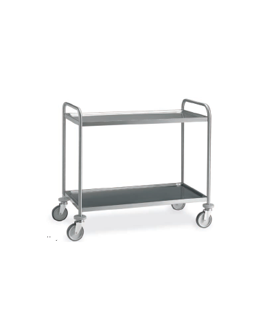 Carrello saldato in acciaio inox AISI 304 - 2 piani stampati da 100x60 - Portata kg 150 - cm 109x69x95h