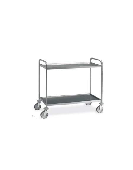 Carrello saldato in acciaio inox AISI 304 - 2 piani stampati da 100x60 - Portata kg 150 - cm 109x69x95h