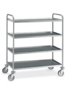 Carrello saldato in acciaio inox AISI 304 - 4 piani stampati da cm 100x60 - Portata kg 150 - cm 109x69x126h